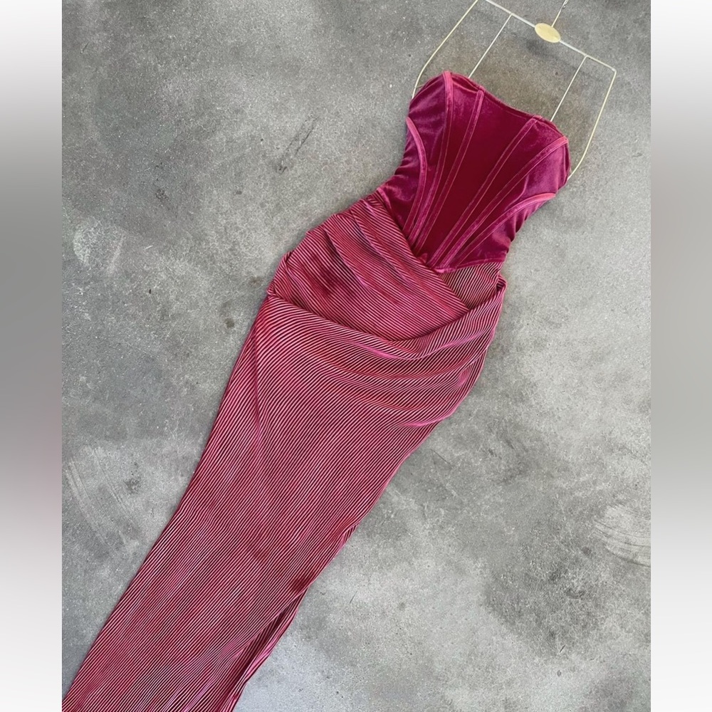 Corset & Maxi Skirt Set - Red - Small